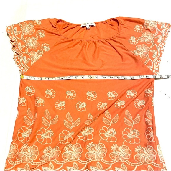 Fever Embroidered Boho Coral Top Women’s M Medium - Picture 6 of 8